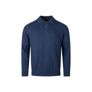 Boss Poloshirt aus Baumwollstrick für Herren in Marineblau mit dezentem Brustlogo, Vorderansicht