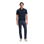 Boss Jeans Poloshirt Delaware für Herren in Marineblau mit dezentem quadratischem Logo auf der Brust, Vorderansicht