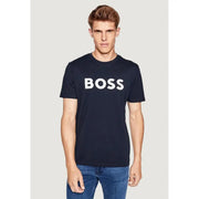 Men’s navy blue BOSS cotton round neck T-shirt from Boss Men Fall Winter collection
