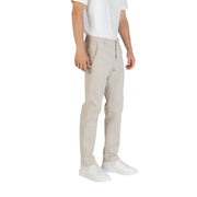 Boss men beige polyester trousers with a clean slim-fit cut and subtle stitching for fall and winter wear