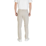 Boss men beige polyester chino trousers with a clean tailored fit and subtle stitching details for fall and winter