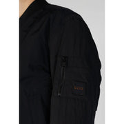 Boss men black zip blazer cotton polyamide jacket featuring a zippered patch pocket and embroidered logo bomber style