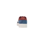 Boss Herren-Sneaker aus blauem Leder in rotem und blauem Wildleder, niedrig geschnittentop Design mit weißer Gummisohle
