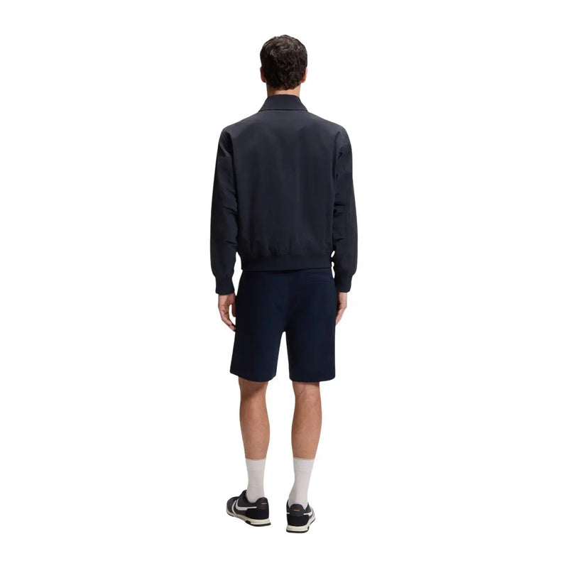 Marineblaue Bomberjacke mit gerippten Bündchen und Saum aus Polyester, klassische Passform von Boss Men