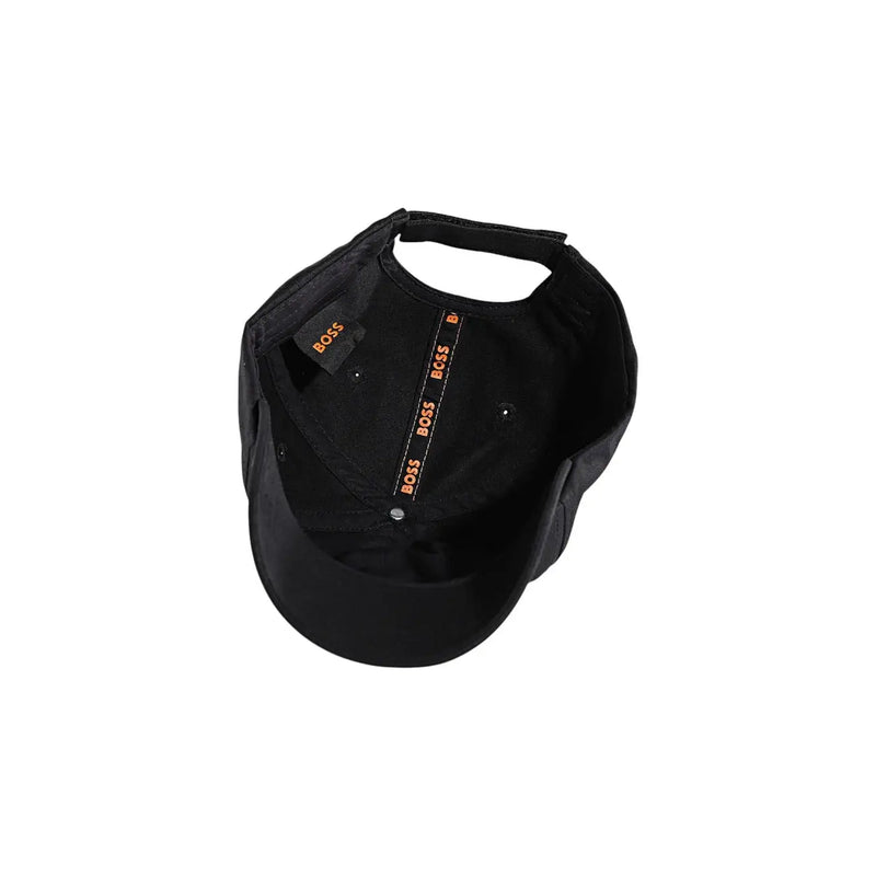 Schwarz Hugo Boss-Baseballkappe mit orangefarbenem Innenfutter und Logo-Aufdruck aus 100 % Baumwolle – das perfekte Accessoire für Frühling und Sommer.