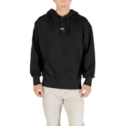 Men’s black hooded sweatshirt with front pouch pocket from Boss Men Green Cotton collection
