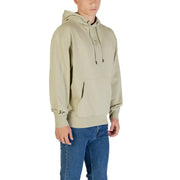 Men’s sage green cotton hoodie with front pouch pocket and drawstrings from Boss Men