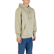 Beige cotton hooded sweatshirt with front pocket and drawstrings from boss men collection