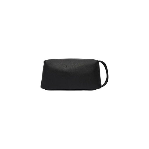 Boss Herren-Handtasche, schwarze Kulturtasche aus strukturiertem Leder mit kurzem Henkel aus Polyurethan, Größe 23 x 11 x 10 cm