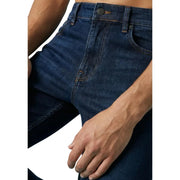 Dunkelblaue Herrenjeans von Boss aus Baumwollstretch mit klassischem Fünf-Taschen-Design und robusten Nähten, normale Passform