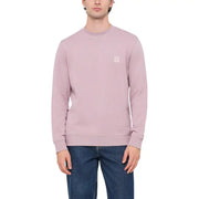 A soft lavender cotton crewneck sweatshirt with a subtle square logo patch from Boss Men Knitwear Grey Cotton Sweater