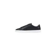 Boss Herren-Sneaker aus Leder, schwarz, Schnürung, niedrig top mit schwarzem Leder und weißer Gummisohle