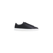 Boss Herren-Sneaker aus Leder, schwarz, Schnürung, niedrig top mit schwarzem Leder-Obermaterial und weißer Gummisohle