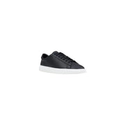 Boss Herren-Sneaker aus Leder, schwarz, Schnürung, niedrig top mit schwarzem Leder und weißer Gummisohle