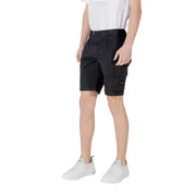Black boss men shorts with multiple cargo pockets and belt looped at the waist for durable casual wear