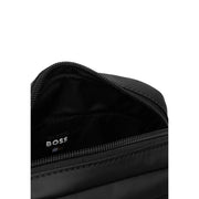 Schwarz Hugo Boss Umhängetasche mit elegantem, minimalistischem Design und strapazierfähigem Polyurethan-Gewebe, Maße: 16 x 22 x 6 cm