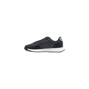 Schwarze Boss Herren-Sneaker mit mattgrauen Akzenten und weißer Gummisohle aus grauem Polyester für Frühling und Sommer