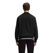 Schwarzes Boss Herren-Sweatshirt mit weißem Besatz, Rundhalsausschnitt, 100 % Baumwolle, Langarmdesign
