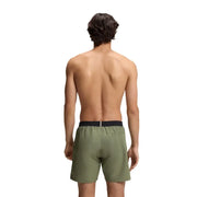Boss Herren-Badehose, olivgrün, aus Polyester, mit schwarzem Gummibund und Taschen, zum Schwimmen