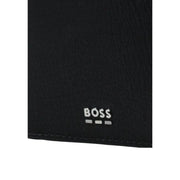 Schwarzes Boss-Herrenportemonnaie aus Leder mit silbernem Boss-Logo und Markenemblem für stilvollen Alltag