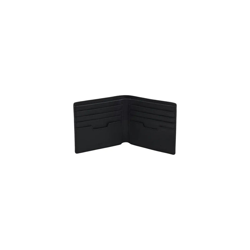 Black leather bi-fold Boss men wallet featuring multiple card slots for organized everyday use
