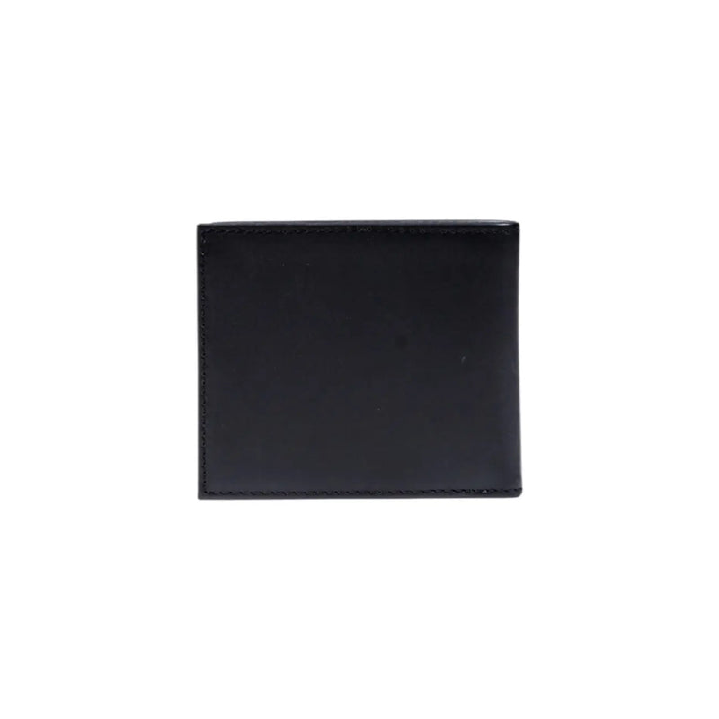 Boss mens black leather wallet with neat stitching along the edges measuring 11x9x1.5 centimeters