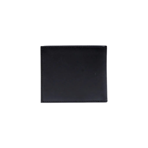 Schwarze Herren-Ledergeldbörse von Boss mit sauberen Ziernähten an den Kanten, Maße: 11 x 9 x 1,5 Zentimeter.