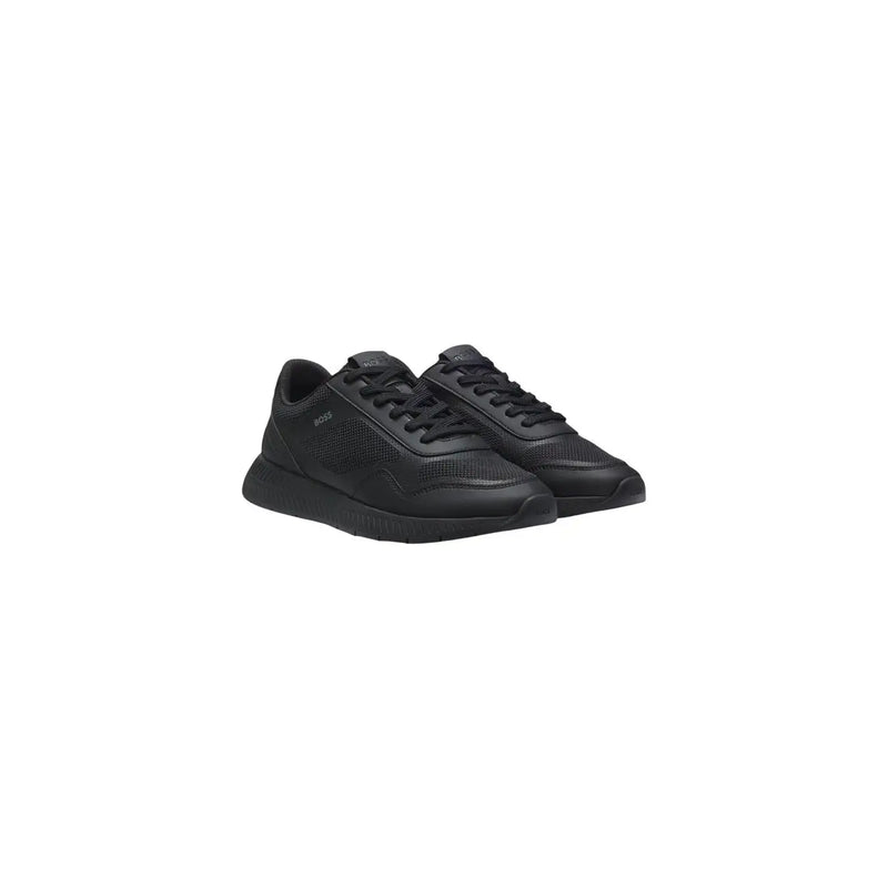 Schwarze Boss Herren-Laufschuhe aus Polyurethan mit Mesh-Obermaterial und Gummisohle für leichte Performance