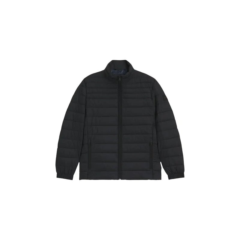 Boss Steppjacke Oden2 für Herren in Schwarz mit Steppstruktur und Stehkragen, Vorderansicht