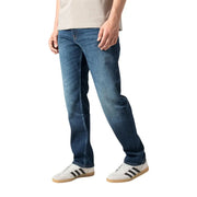 Boss Slim-Fit-Jeans Ogden für Herren aus dunkelblauem Denim mit geradem Bein und dezenter Waschung, Vorderansicht