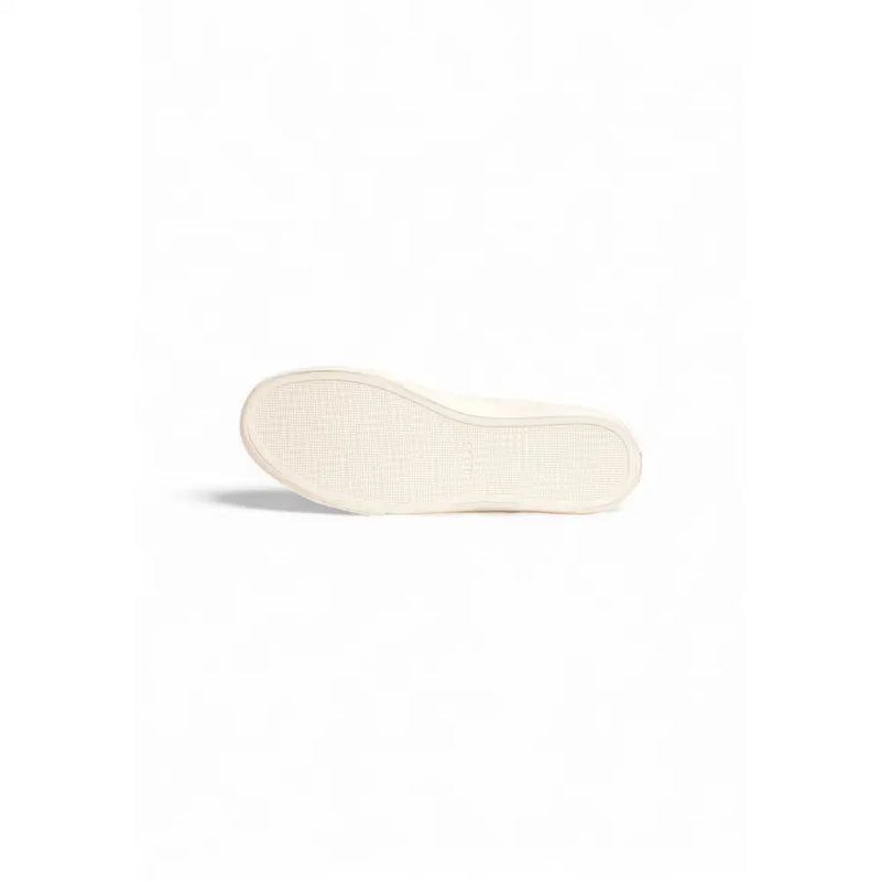 Cream-colored rubber sole with textured grid pattern on boss white leather sneakers for men fall winter collection
