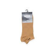 Beigefarbene Boss Damen-Knöchelsocken aus gestricktem Baumwoll-Elastan mit dezentem Logo an der Ferse für den Alltag