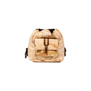 Beige drawstring backpack with map print and front flap pocket by Alviero Martini Prima Classe