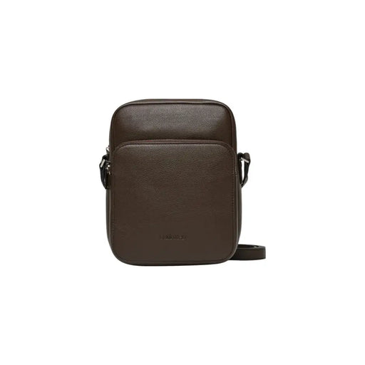 Brown leather crossbody bag displayed in a product named Black Leather Crossbody Bag