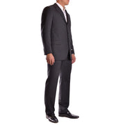Schwarzer Burberry Herren-Wollanzug mit passender Weste und Hose im klassischen Dreiknopf-Nadelstreifen-Design