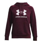 Burgundy Under Armour pullover hoodie with white logo featured in Women’s Bordeaux Sweatshirt