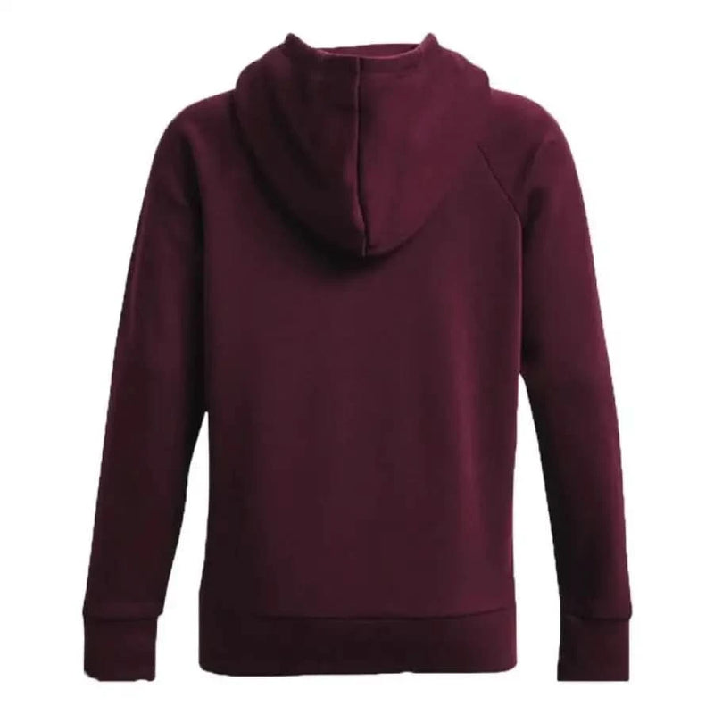 Burgundy hooded sweatshirt displayed from the back, featuring Under Armour design