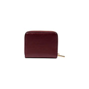 Burgundy leather zip-around wallet with secure zipper closure