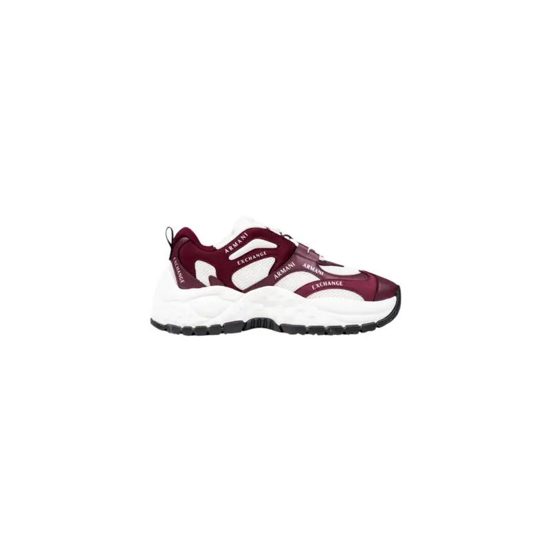 Burgundy and white chunky sneakers with thick rubber soles from Armani Exchange Women collection