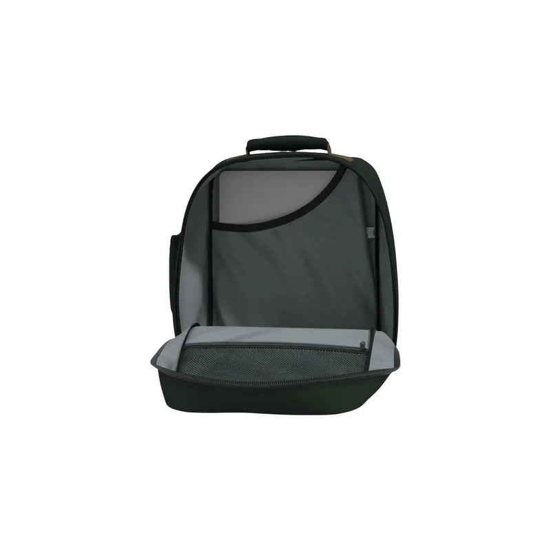 Schwarzer Laptop-Rucksack mit grauen Netzfächern von Cabin Zero, klassischer Herrenrucksack, 28 l, grünes Polyester, 28 l