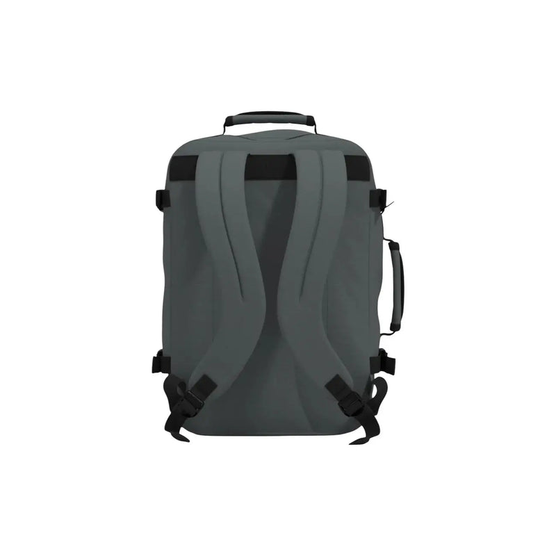 Dunkelgraue Reisetasche im Duffel-Stil, klassische Herren-Reisetasche Zero mit schwarzen Tragegurten und top Griff aus grauem Polyester, 44 l