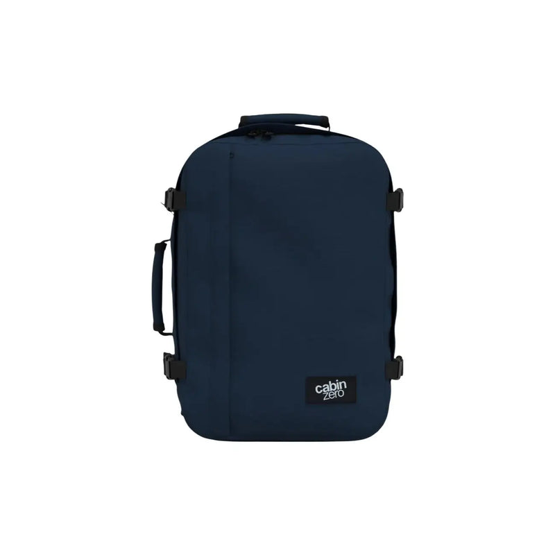Marineblauer Cabin Zero Handgepäckrucksack mit schwarzen Gurten und Griff aus Polyester, 36 Liter Fassungsvermögen