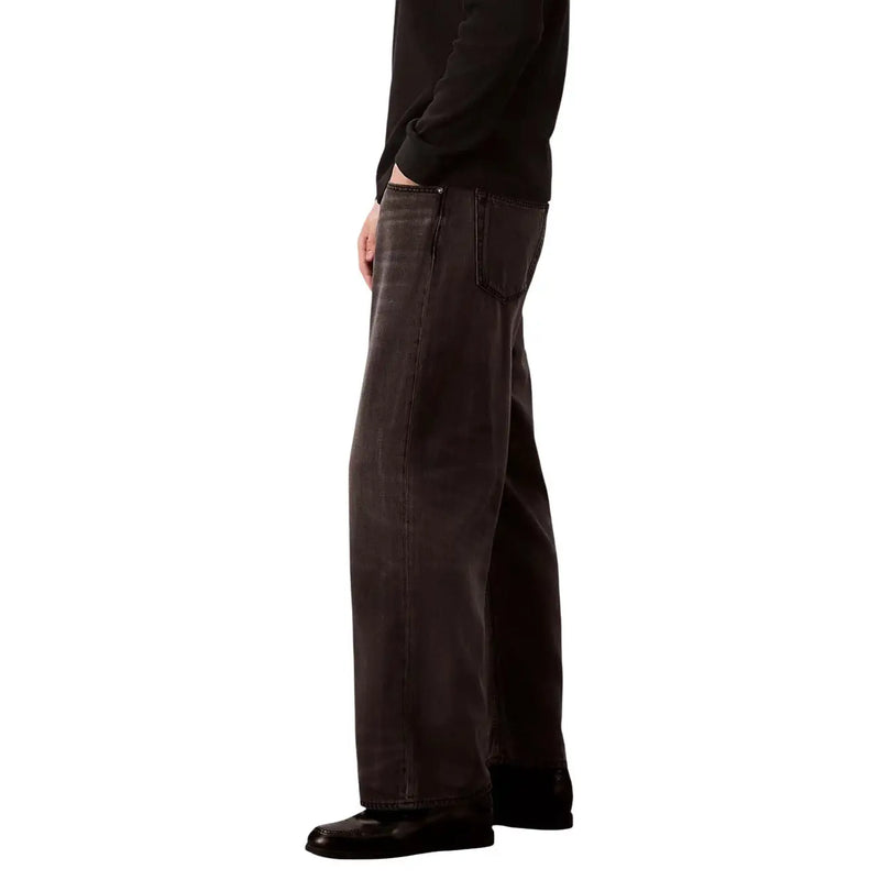Calvin Klein Baggy-Jeans für Herren aus dunkelgrauem Denim mit weitem Bein, lässiger Passform und klassischer Naht, Vorderansicht