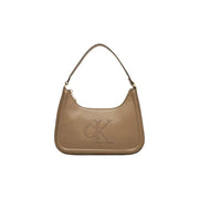 Calvin Klein Beige Lederhandtasche mit markantem CK-Logo