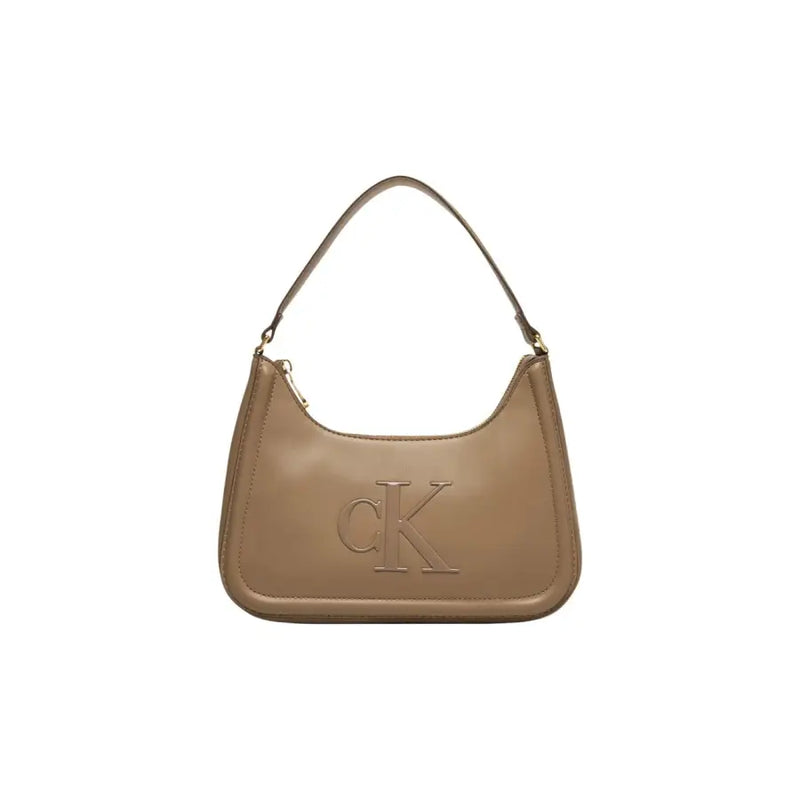 Calvin Klein Beige Lederhandtasche mit markantem CK-Logo