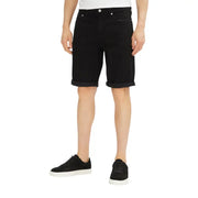 Calvin Klein black cotton stretch men shorts with rolled cuffs and classic five-pocket design for versatile wear