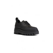 Calvin Klein black platform lace-up women’s shoe with textured upper and chunky sole for stylish wear