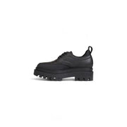 Calvin Klein black leather lace up women’s shoe with chunky textured rubber sole for casual wear