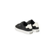 Calvin Klein black and white low-top leather sneakers with contrasting rubber sole for women slip on style