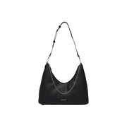 Calvin Klein Schwarze Hobo-Tasche aus genarbtem Leder mit silbernem Kettenriemen